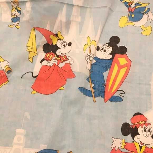 Vintage Disney Mickey Mouse Twin Flat Sheet  Frontierland Bedding Pacific 93x62 - Picture 9 of 16